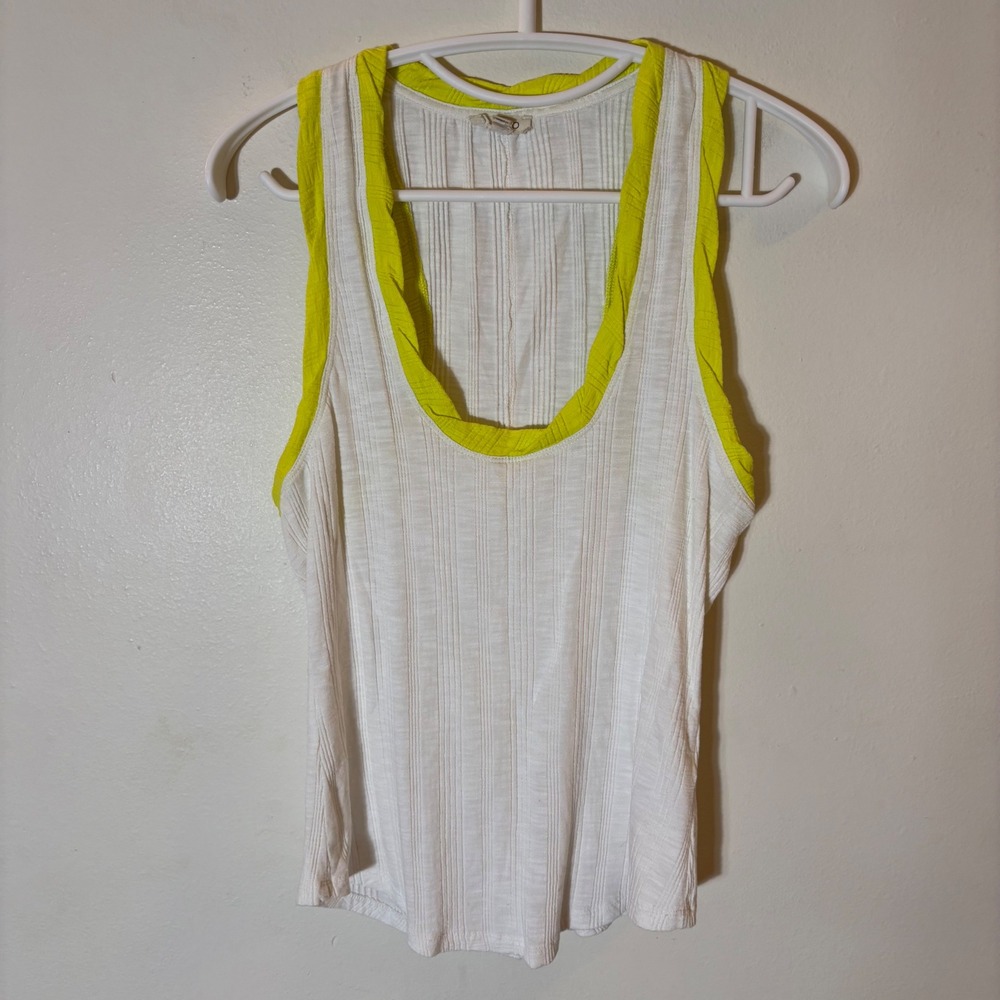 Pilcro Anthropologie Racerback Tank Size Medium White Yellow